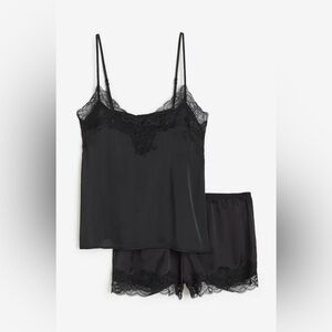 Brand New Black Lace Trim Sleepwear Set